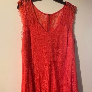 Torrid Vibrant Coral Lace Midi Dress, excellent condition. Beautiful!